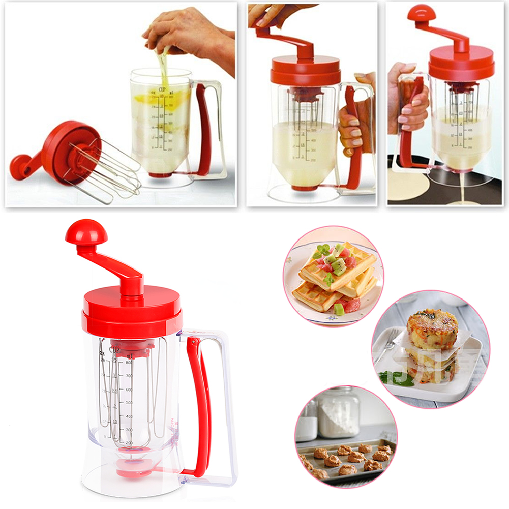 Electric Batter Mixer Dispenser - 1200mL Cordless Batter Mixer For Cupcakes, Waffles & Pancakes - Battery Powered