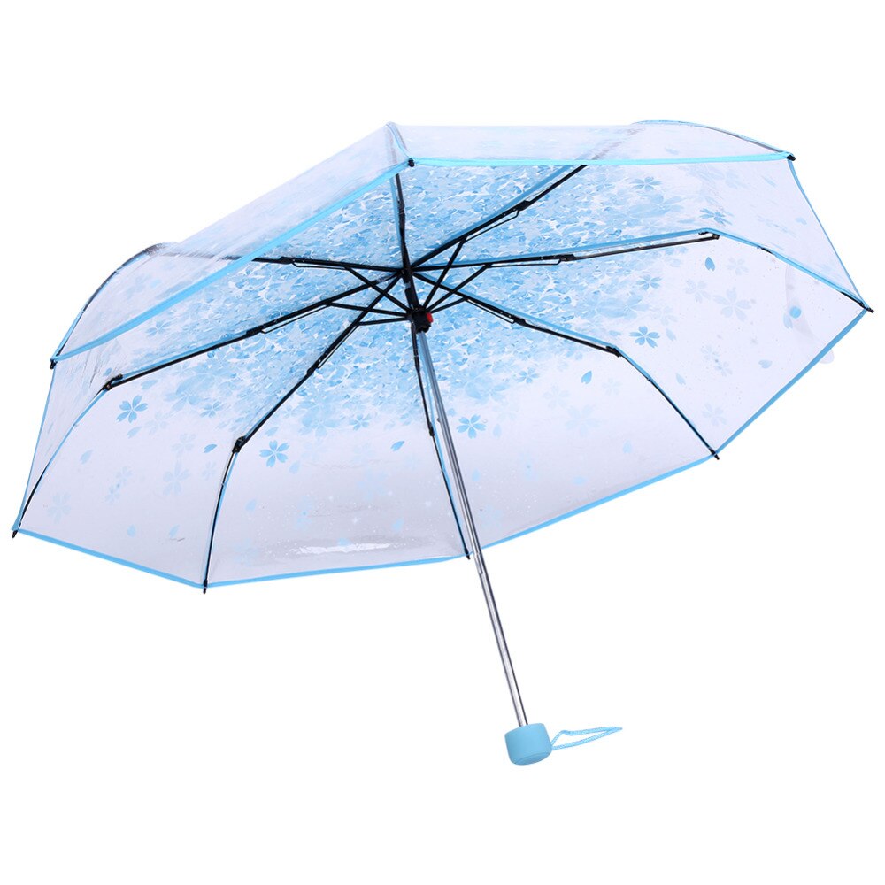 Transparent Folding Women Cherry Blossom Umbrella Fashionable Princess Fold Sun Rain Umbrella