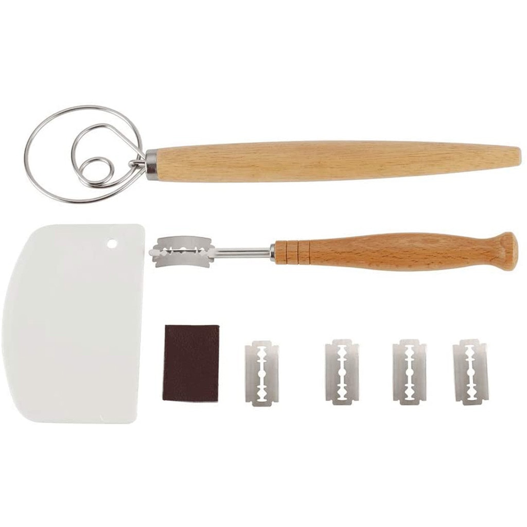 Bread Baking Tool Set Flour Scraper Set Flour Coil Mixer for Homemade Premium Dough Whisk Kit for Bread Cake Pizza Accessories
