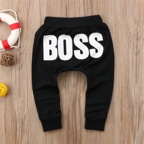 Baby Boys Girls Pants Letter BOSS Pants Cotton Baby Girls Harem Pants For Baby Casual Trousers Boy Girl Clothes