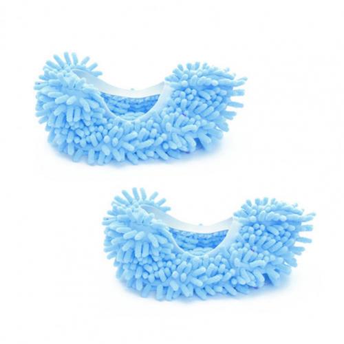 Shoes Cover Skin-friendly Dust Cleaning Soft Floor Mopping Cleaning Slipper for House Indoor Machine Washable Cloth Shoe Bag: Sapphire Blue