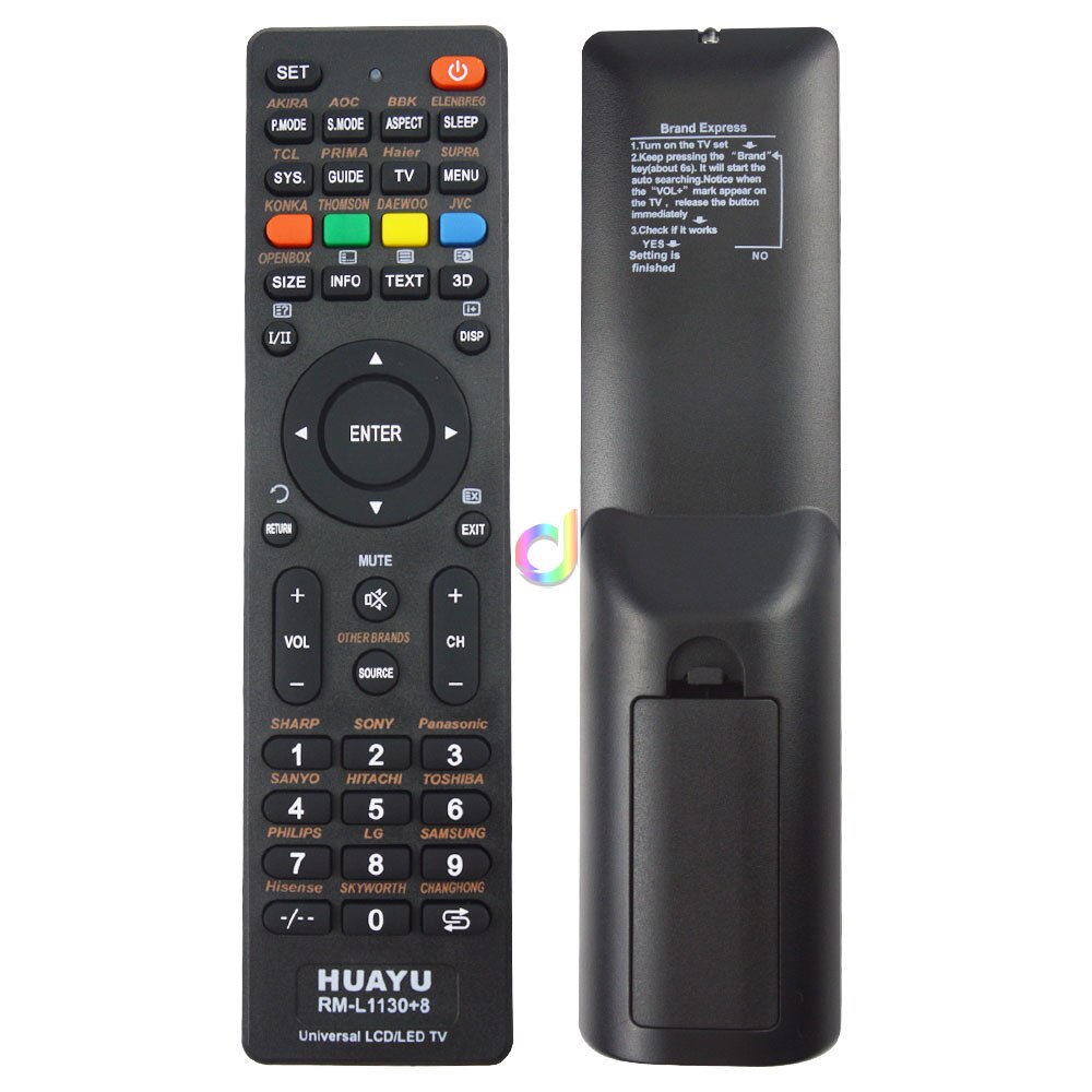 Universal huayu fjernbetjening rm -l1130+8 til alt mærke tv smart tv fjernbetjening: Sort