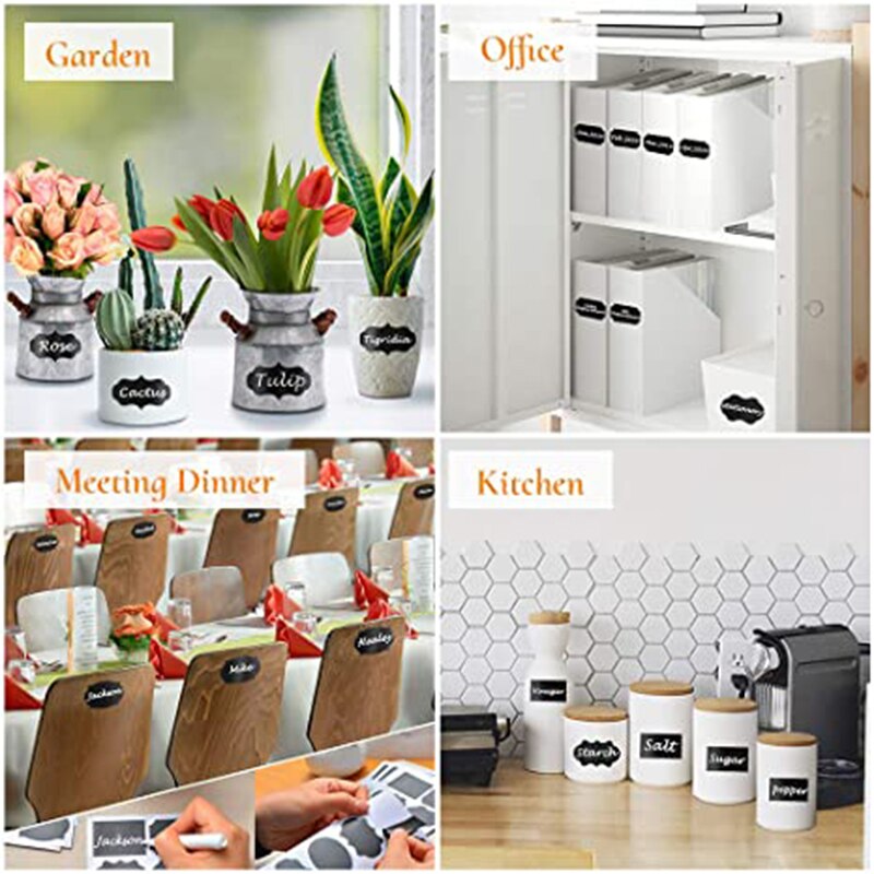 Chalkboard Labels Bulk Erasable Chalk Board Jar Labels Removable Waterproof Blackboard Sticker Label for Jars Glass Bottle Kids