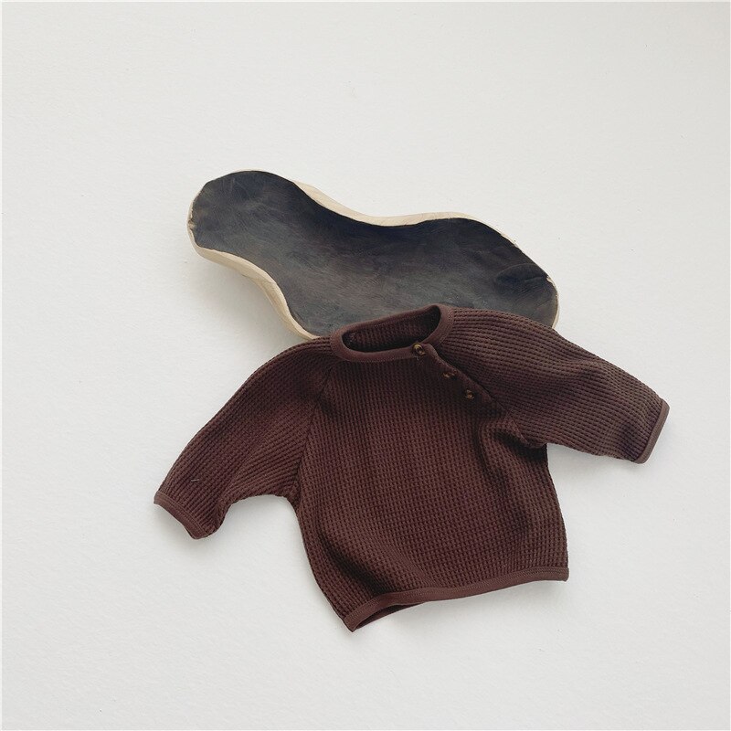 Menoea Meisjes Jongens Sweatshirt Lente Mode Katoen Volledige Mouw Babys Sweatshirt 0-3 Jaar Kinderen Effen Kleur kleding: AH1725Brown / 12m