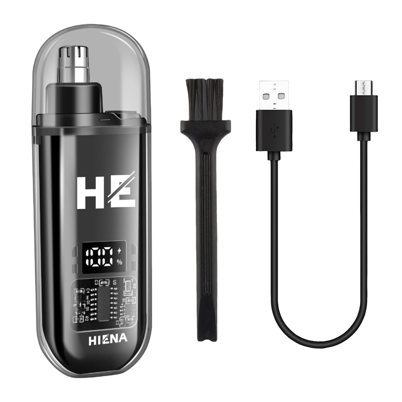 Elektrische Neushaar Trimmer Scheermes Mannen Mini Pocket Haar Snijmachine Nat En Droog Kapsel Draadloze Baard Trimmer Wenkbrauw Scheerapparaat: Black