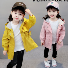 Children Loose Wind Coat Jackets Autumn Winter Boys Girls Korean Style Hoodie Collect Waist Long Coats Cotton