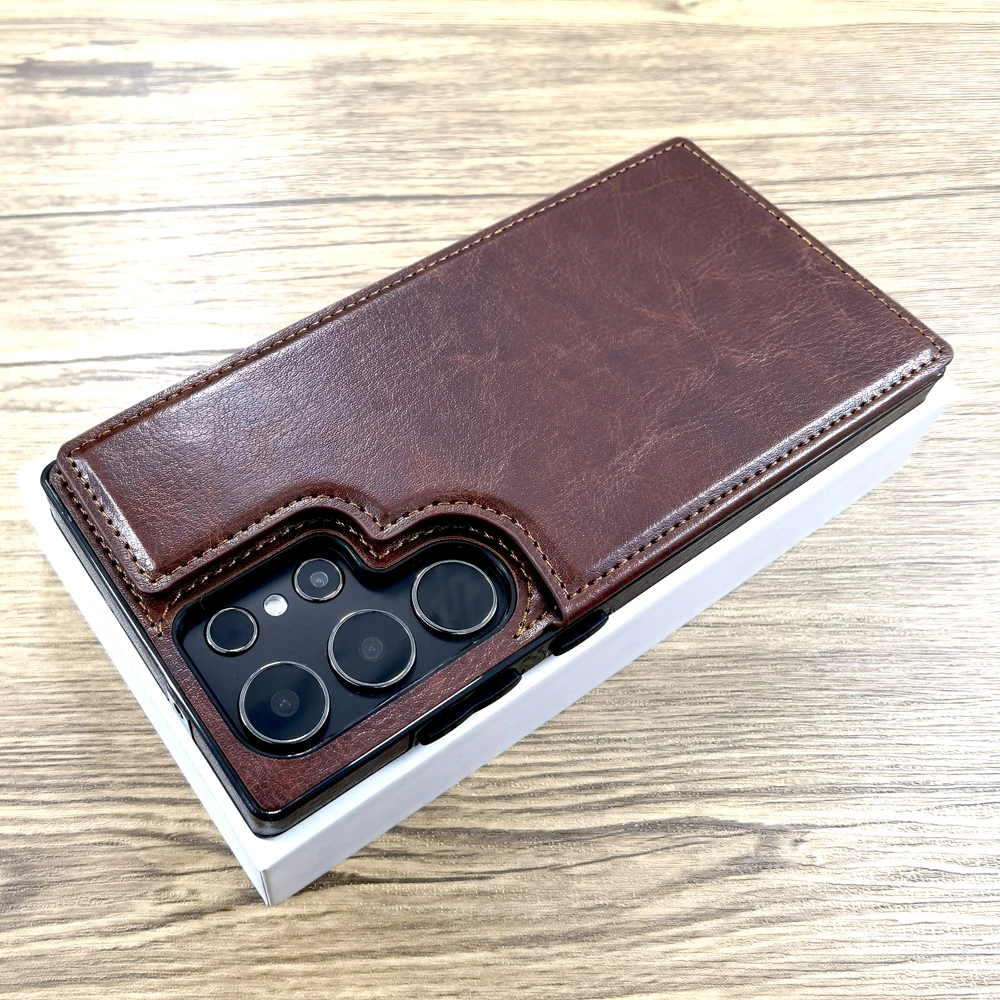 Capa carteira de couro luxuosa para samsung galaxy s25 s24 s23 s21 ultra plus a53 a54 a52 5g s 24 a 54 53 52 capa com slot para cartão de crédito: Denim / Preto