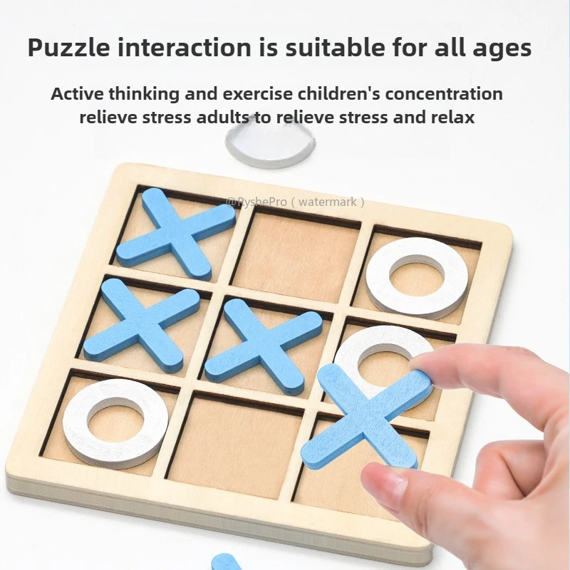 Tick Tac Zehe Holzbrettspiel für klassisches Familienspiel Kinderpuzzle Xo Schachblöcke Spiele Demenzaktivitäzehn für Senioren