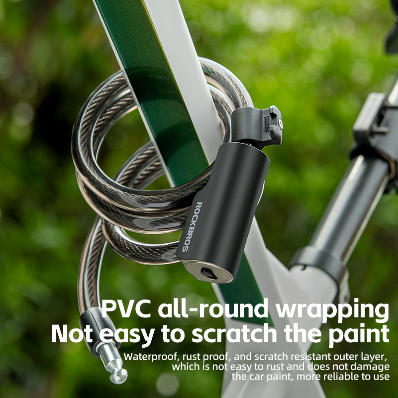 Candado de bicicleta ROCKBROS, candado de Cable antirrobo portátil para bicicleta con llaves, candado redondo de aleación de Zinc para motocicleta, Scooter, MTB y carretera
