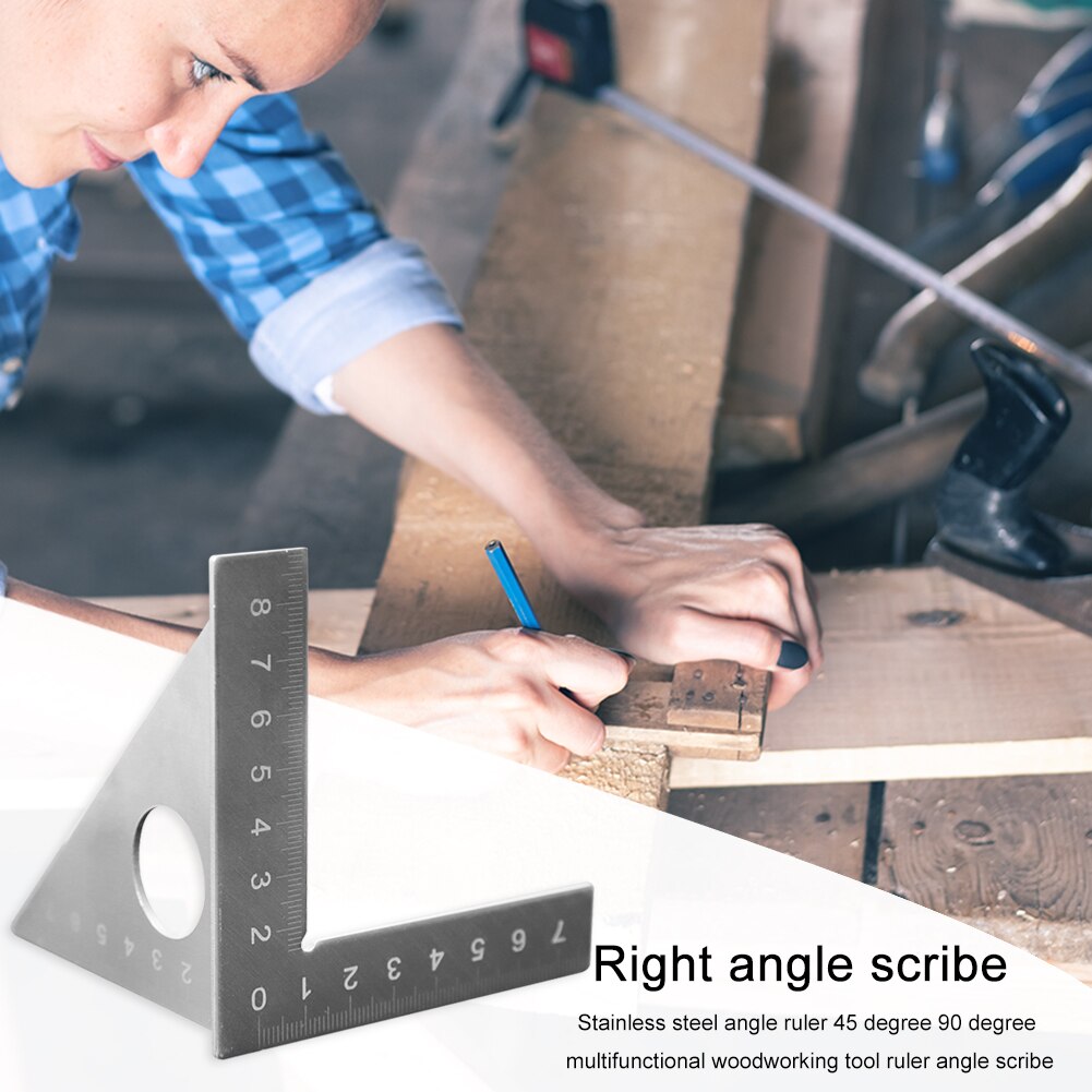 Stainless Steel Angle Ruler Protractor 45 90 Degree Measuring Marking Gauge Square Ruler For Building Framing Tools Gauges
