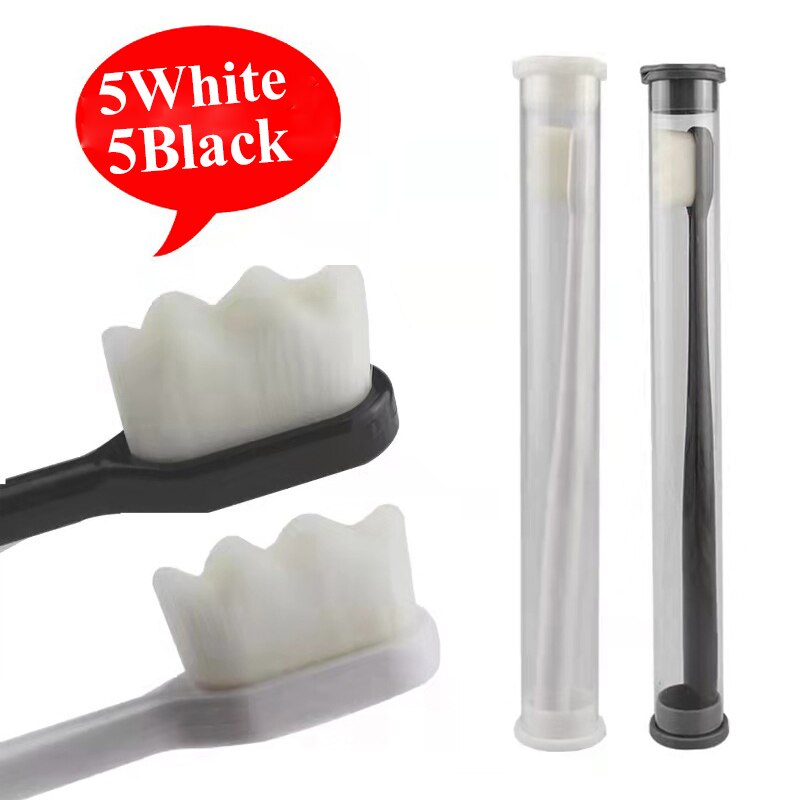 5/10/20/30/50/80 Pcs Ultra-Soft Toothbrush Micro Nano Toothbrushes Extra Soft Manual Toothbrush with 20000 Bristles for Adult: 5black5white
