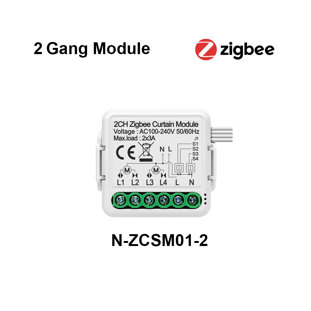 AVATTO – Module de rideau Tuya Zigbee pour volet roulant, application Smart Life, interrupteur de rideau à distance, fonctionne avec Google Home Alexa: 2gang N-ZCSM01