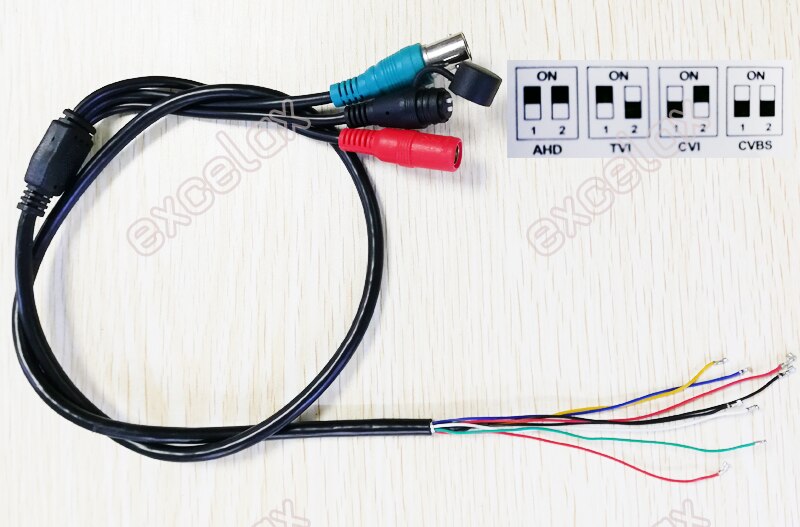 10PCS/Lot DIP Switch 8Pin 4 In 1 AHD CVI TVI CVBS BNC Video DC12V Power Lead Pigtail Cable for XM Analog HD CCTV Camera Assemble