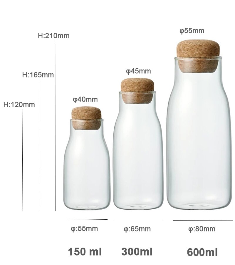 Glasforsegling krukke gennemsigtig kaffe opbevaring krukke kork husholdnings glas te køkken krukke glas forseglet tank glas mad opbevaring krukker