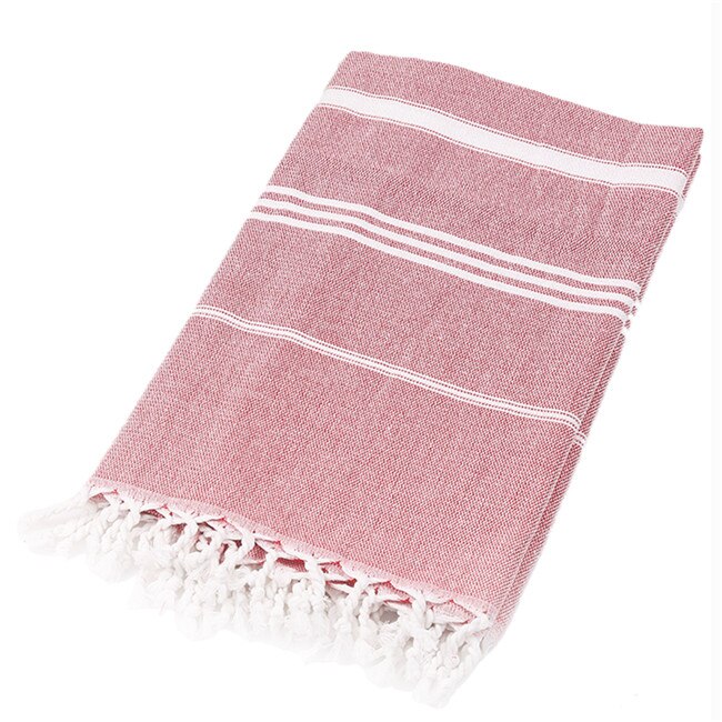 6 Colors Turkish Bath Towel With Tassels Thin Travel Camping Bath Sauna Beach Gym Pool Blanket Dropshiipping: Red