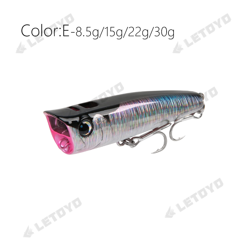 LETOYO Topwater popper 8.5-30g galleggiante musica rock pop Esche dure artificiali per esca da pesca al luccio persico spigola: 55 mm / Burlywood