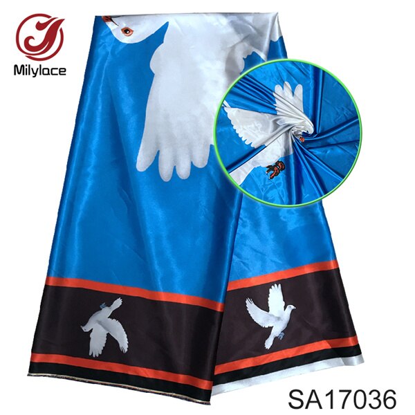 Nigeria Afrikanischen wachs muster satin stoff modische gedruckt wachs stretch satin stoff für party SA17037: color 2