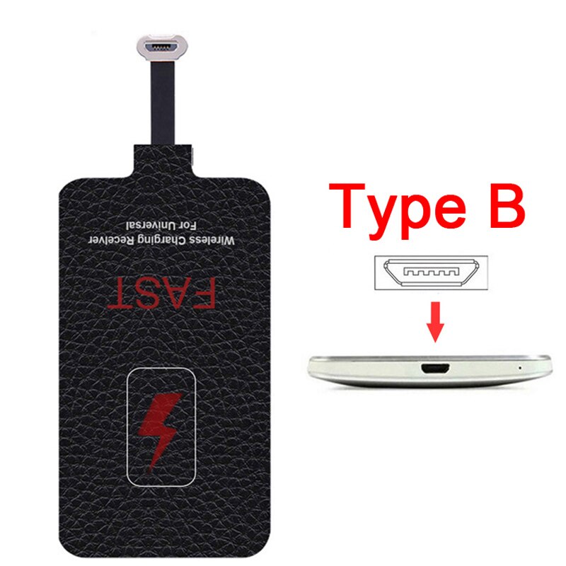 5v/2a 10w qi hurtig trådløs oplader modtager til iphone 7,6,5,  samsung huawei xiaomi type-c micro usb qi c basisstik: Micro usb b