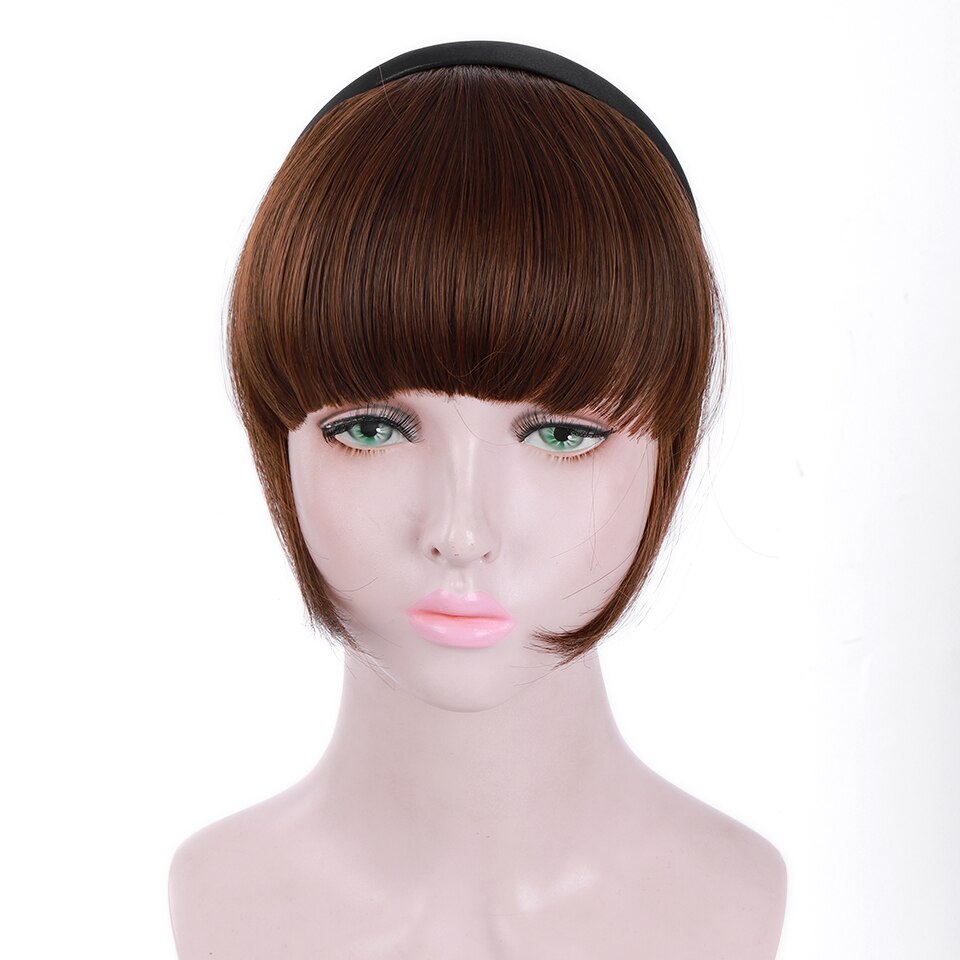 WTB-Cinta para La Cabeza corta y recta, flequillo con Clip en una pieza, para mujer, resistente al calor, negro sintético, flequillo Romo Natural: 2-30