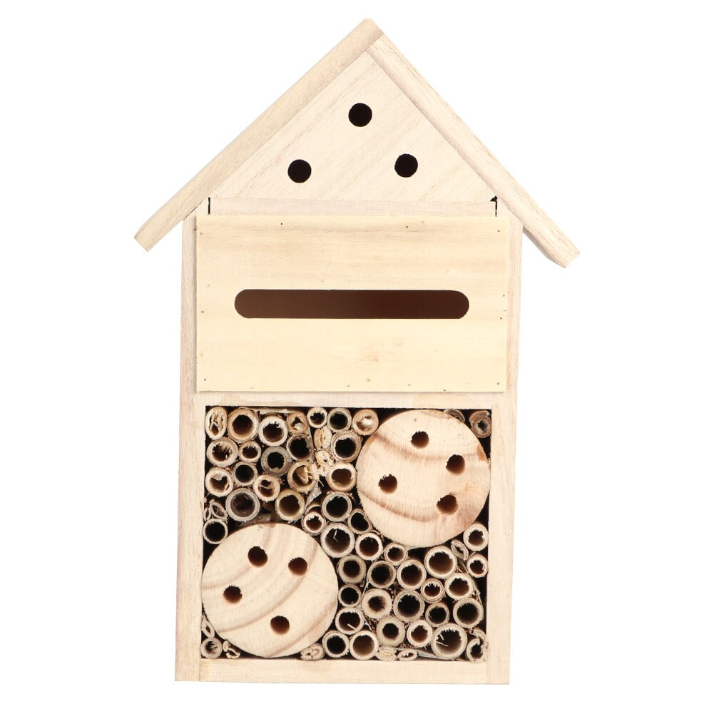 Insect Bee House Garden Outdoor Wooden Insect Bee House Wood Bug Room Shelter Nesting Box Decoration: B-Type