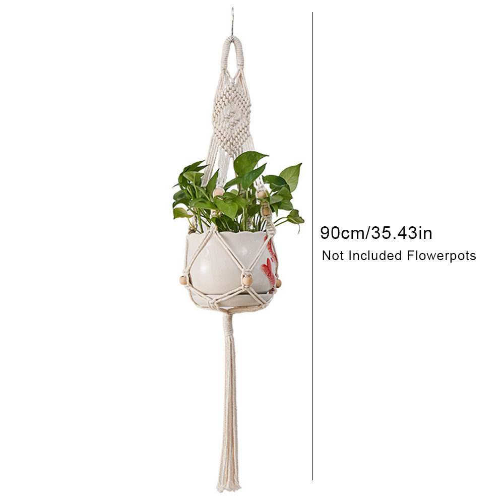 Handgemaakte macramé plantenhangers, bloempotten, balkonhangers, geknoopte hijstouwen, tuinbenodigdheden: Lichtgeel