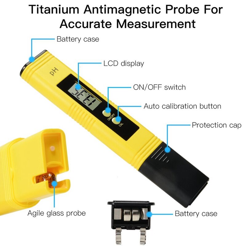 Medidor Digital TDS y medidor de PH, Probador de del Agua con botón de calibración automática, TDS PH EC temperatura 4 en 1 Conjunto, perfecto para Ho