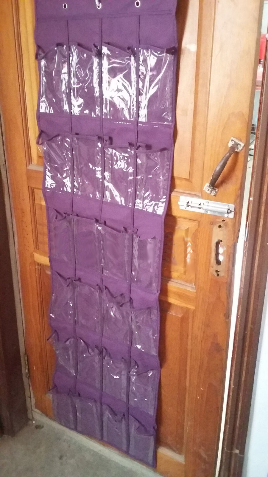 24 Pockets Shoes Storage Hanging Bags Save Space Door Wall Mount Organizer Holders: Purple Color