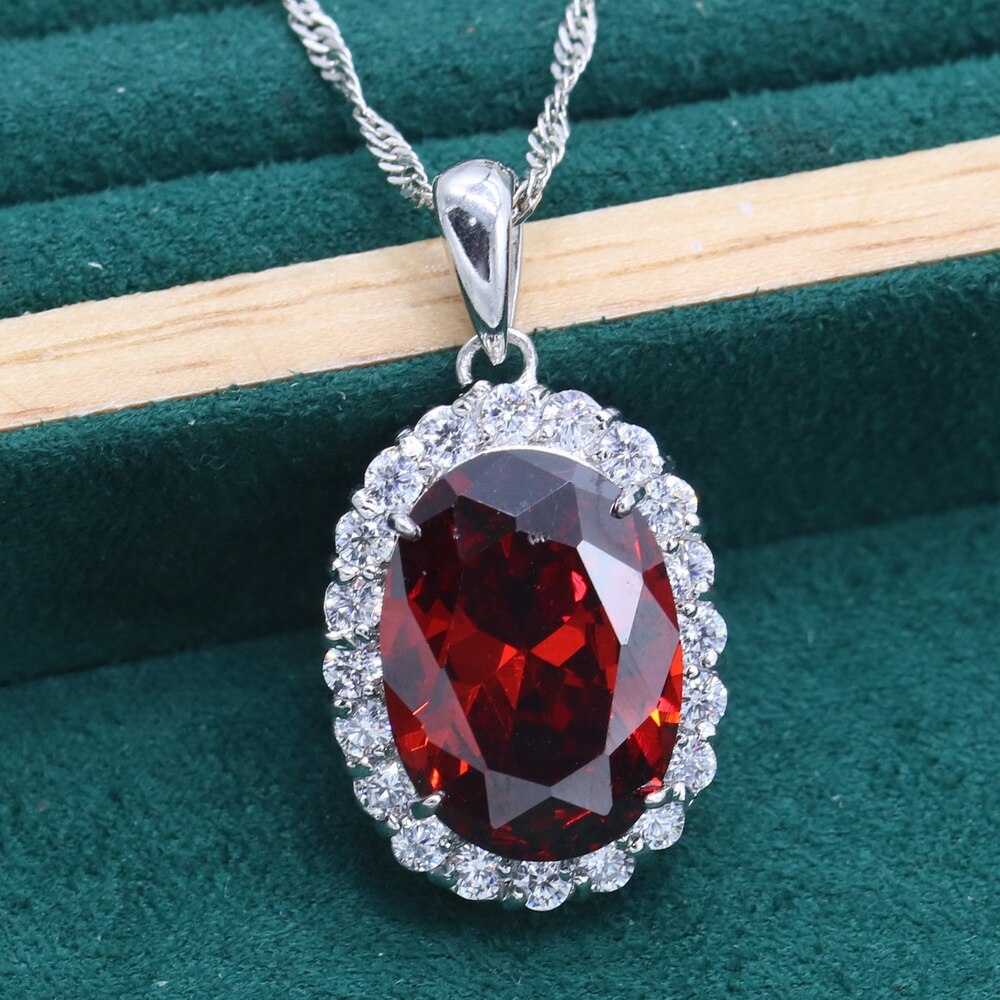 Bruid 925 Zilveren Hanger Ketting Voor Vrouwen Christmas Wedding Sieraden Luxe Geel Paars Groen Halfedelstenen