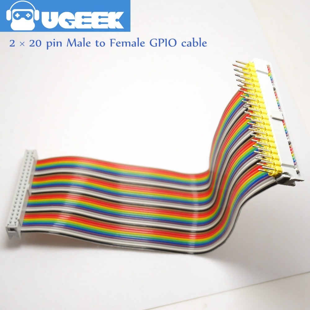 UGEEK 2*20 Stift Männlich zu Weiblich GPIO kabel für Himbeere Pi A + B + 3B 3B + 2B 4B Null 40Stift Regenbogen kabel | 20c