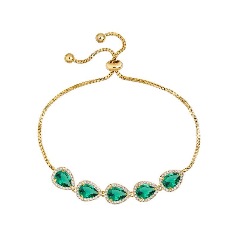 Weimanjingdian marken-armbänder für #39 , birnenförmig geschliffene, farbige zirkonia, Ideal für hochzeiten und als brautschmuck: Goldgrün