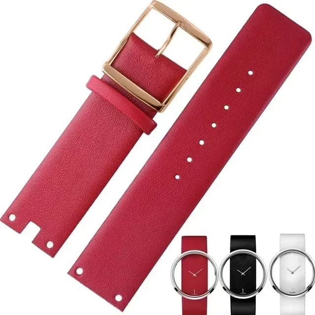 Horlogeband voor CK K94231 K 9423101 K 9423107 Duurzaam zacht voor Calvin Klein horlogeband Echt lederen herenarmband 22 mm: Paars Groen
