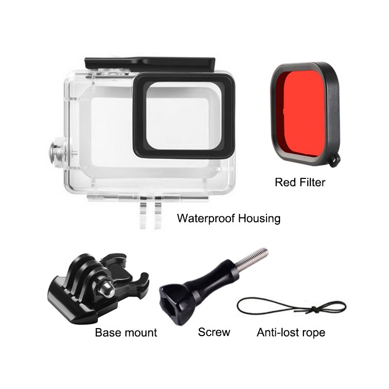 Kit de filtros Paquete de 3 lentes de Color rojo Magenta Filtro de Color rojo para GoPro Hero 5 6 7 negro 45m carcasa impermeable accesorio de carcasa: Kit B