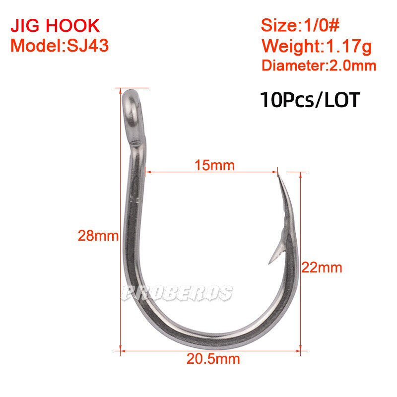 Anzuelos de pesca de protección contra la corrosión en agua de mar, anzuelos de Pesca de Japón, anzuelos de pesca de una sola plantilla, aparejos de anzuelo de pescado, tamaño 1/0-13/0 #: Size1-10pcs