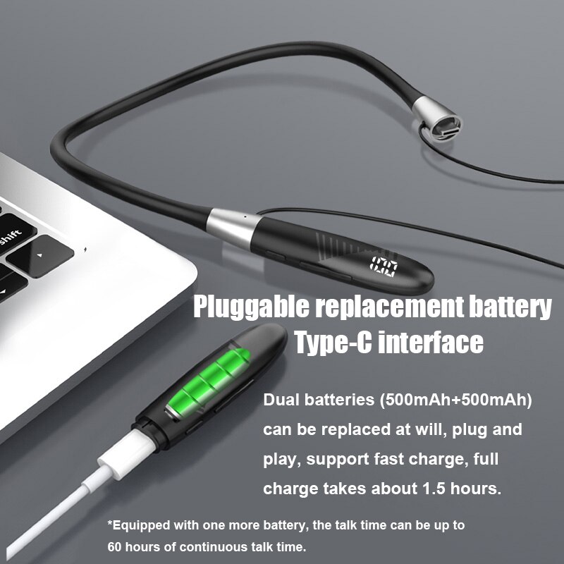 200 godzin bezprzewodowe słuchawki Bluetooth HiFi słuchawki basowe magnetyczny pasek z pałąkiem na kark sportowy zestaw słuchawkowy wodoodporne słuchawki douszne wymienna bateria