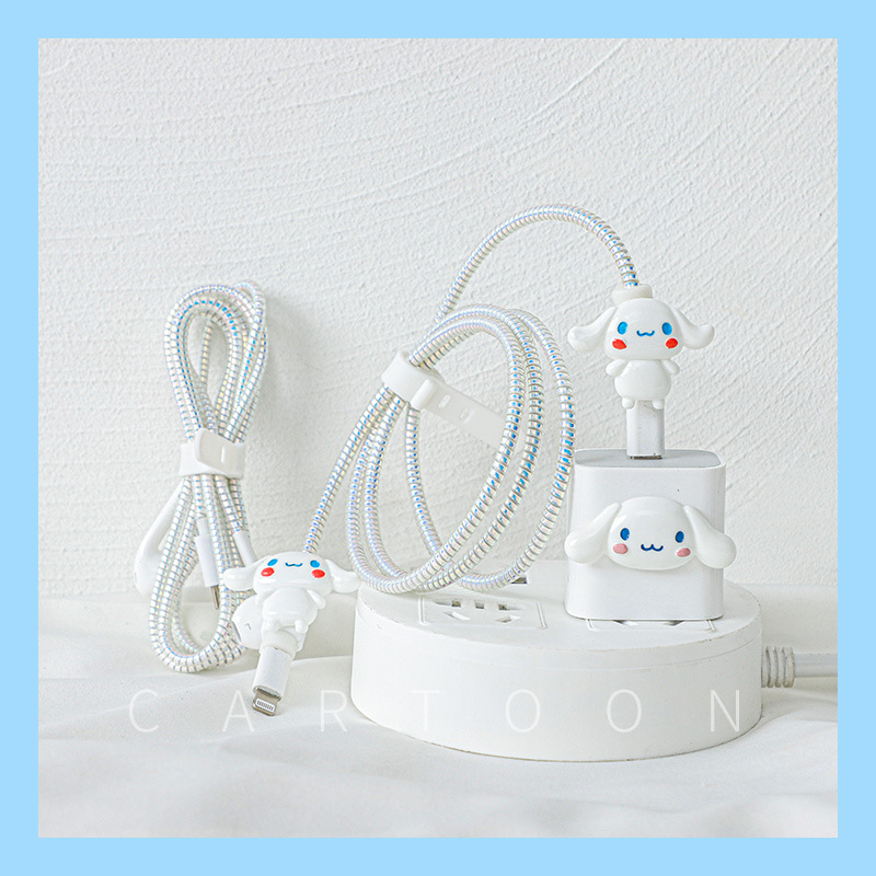 Protector de Cable para iPhone 12, accesorios de cargador USB de 20w, cubierta de cabezal de carga, revestimiento Protector de Cable estrial: White Rabbit