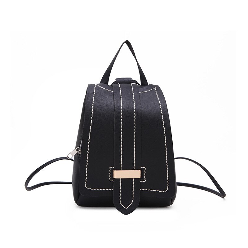 Vrouwen Mode Rugzak Retro Minipu Lederen Rugzak Met Draagbare Reizen Kleine Rugzak: Black
