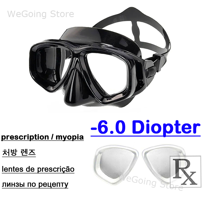 Corrective Tempered Glass Diving Goggles with Prescription Lens Swim Mask with Power Ranges from -1.0 to -8.0 for Short Sighted: light yellow