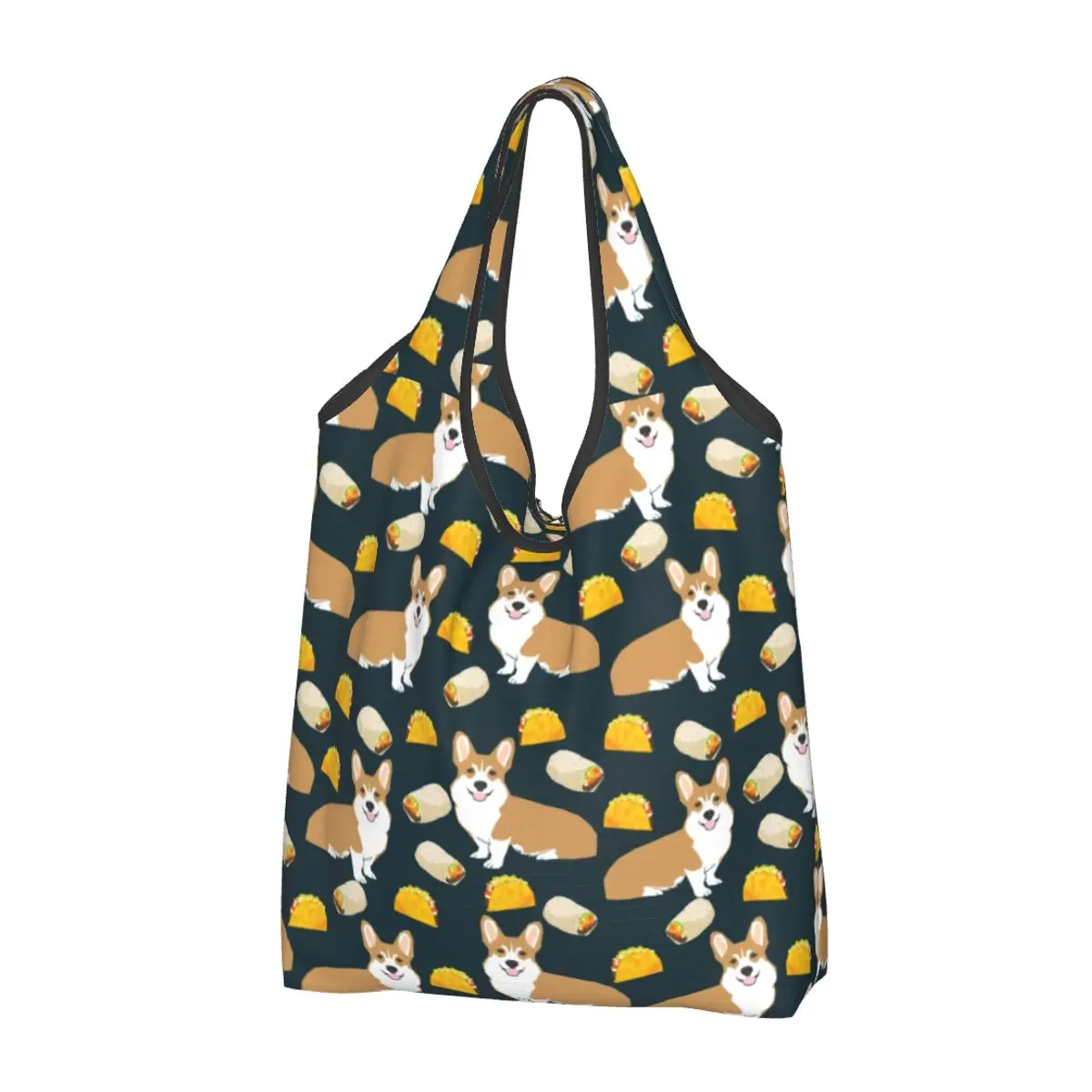 Recycling Coffee Welsh Corgis Dog Shopping Bag Women Tote Bag Portable Grocery Shopper Bags