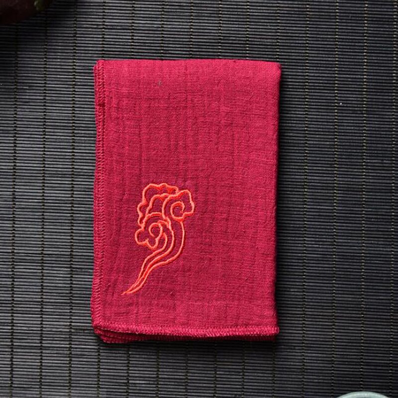 2 st 28 x 19cm enkla broderade kökshanddukar teservetter kökshandduk traditionell kinesisk stil liten storlek: Röd design 2