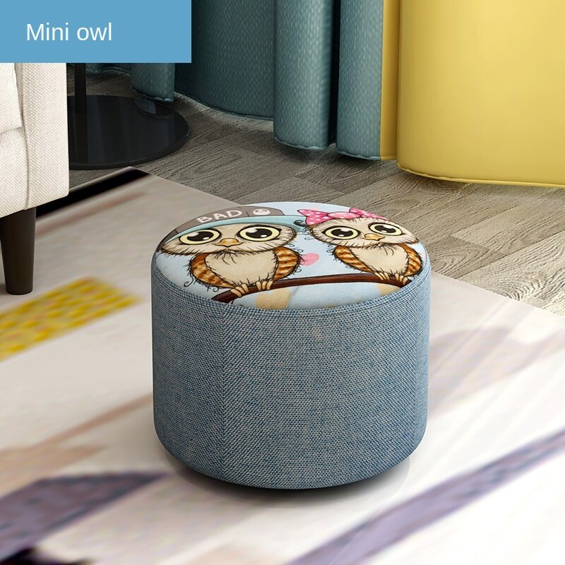 Nordic Household Small Stool Bench Low Sofa Stool Fabric Round Small Chair Shoe Changing Small Wooden Stool: 21X25CM-C