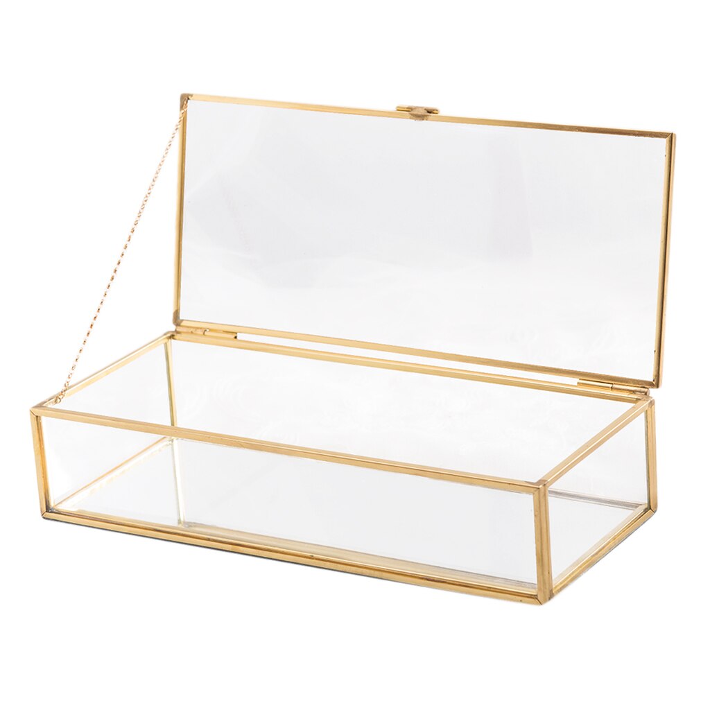 Jewelry Trinket Glass Box Case Jewelry Box Jewelry Organize with Cover Holder Ring Box for Necklace Bracelets Earrings Storage