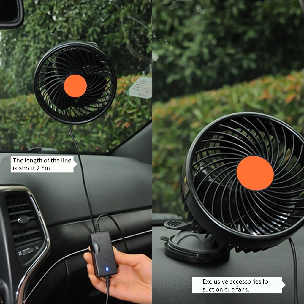 12/24V Mini Electric Car Fan Low Noise Summer Car Air Conditioner 360 Degree Rotating Adjustable Car Interior Fan Air Cooling#20