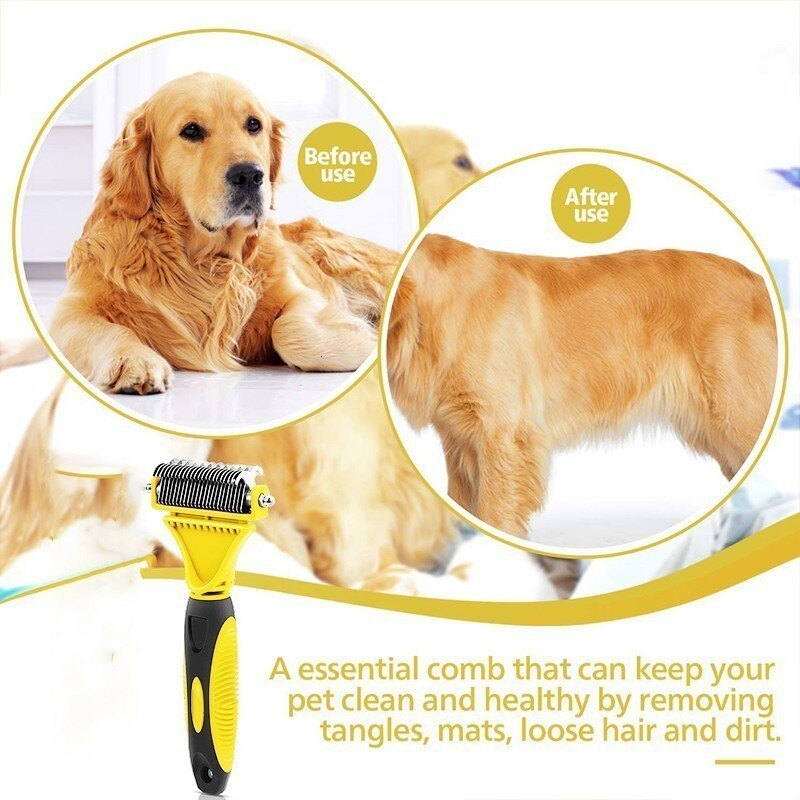 Pecchi Pet Hair Brush Hond Dematting Kam Grooming 2 Zijdig Professionele Ondervacht Hark Voor Matten En Klitten Verwijderen Kat