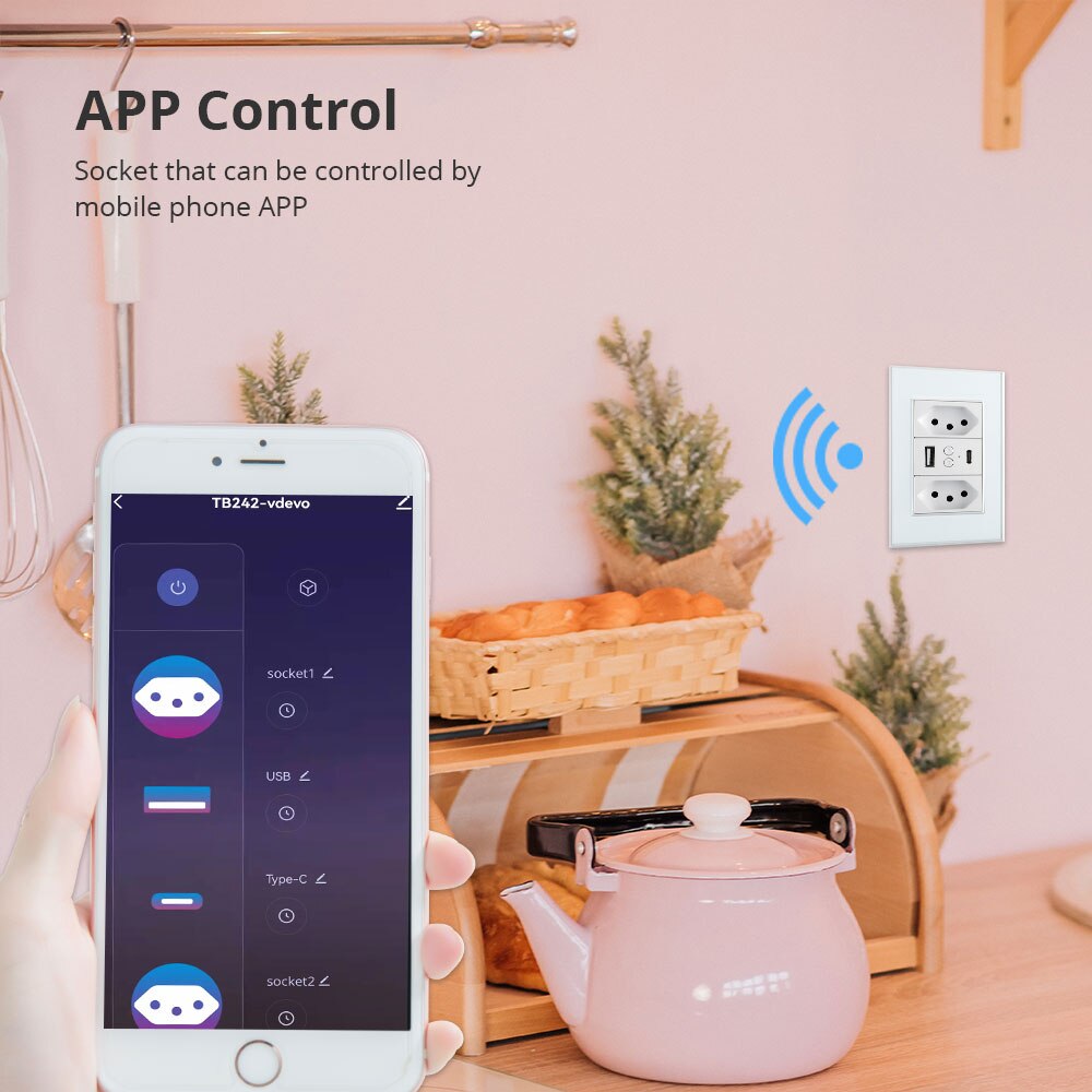 Zemismart tuya zigbee smart brazil-stik med to brasilianske stikkontakter usb-port type-c alexa google home work with homekit via zmhk 01