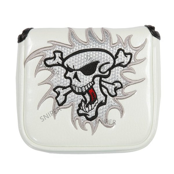 Pirate Thick PU Leather Golf UT Cover Headcover Golf Hybrid Headcover Utility Rescue Number Tag: Fangxing-white