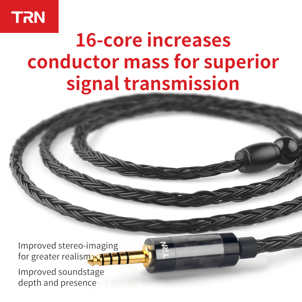 Trn 16- adriges, versilbertes hifi-kopfhörerkabel mit mmcx-stecker 0.75mm 4.4mm to 2 0.78mm polig, austauschbar)