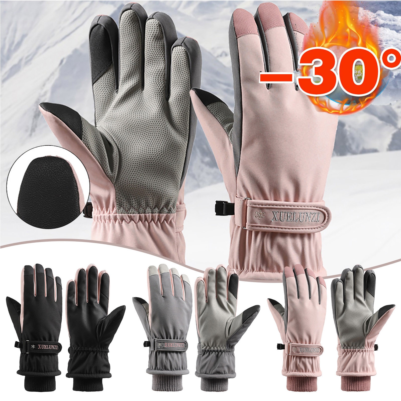 Vrouwen Winter Warme Handschoenen Winddicht Thermische Handschoenen Touch Screen Pu Lederen Handschoen Rijden Ski Telefingers Handschoenen Oc6