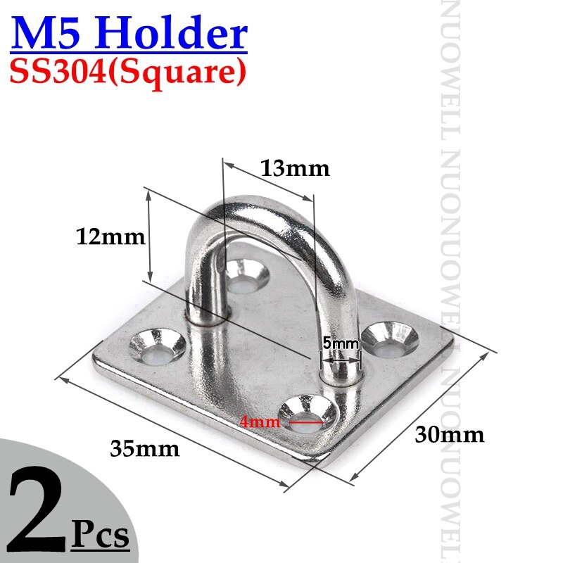 2Pcs M5 M6 M8 304 Rvs Houder Touw Haak Sluiting Connectors Deur Bout Haak Zonnescherm Netto Dekzeil Installatie onderdelen: M5 Square