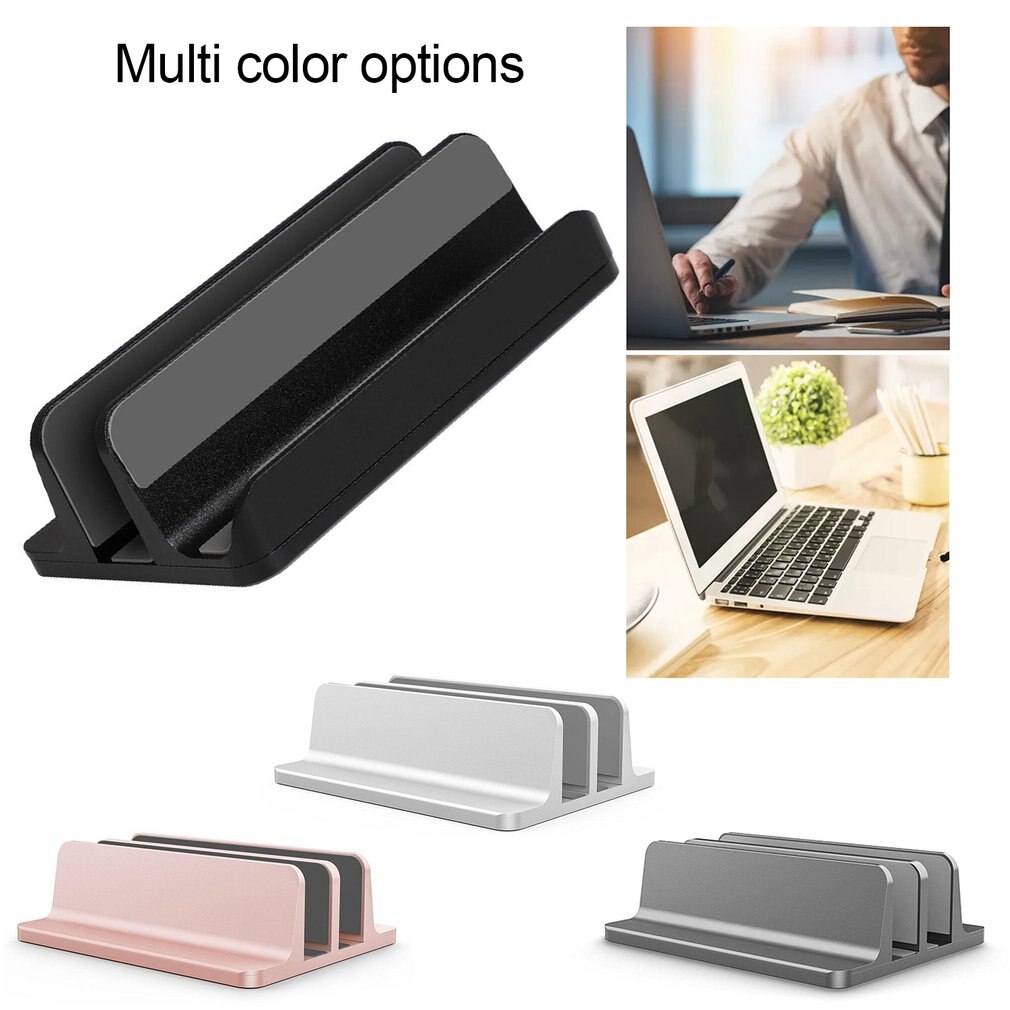 Durable Vertical Laptop Stand For Macbook Air Pro Desktop Double Desktop Stand Holder With Adjustable Dock