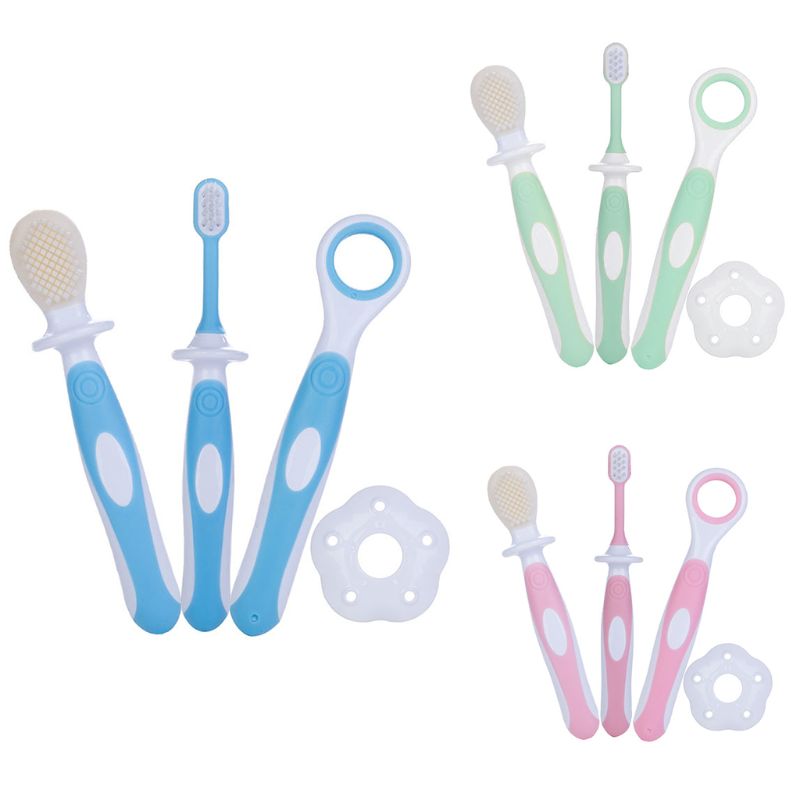 Baby Tandenborstels Set Tong Training Veiligheid Cover Zachte Gezonde Baby Tanden Poetsen